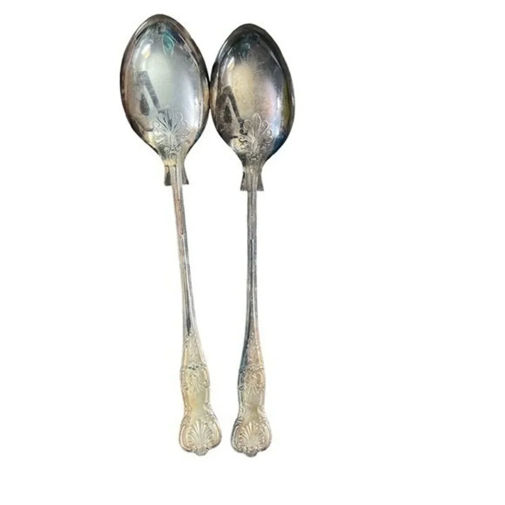 EPNS A1 Sheffield England Serving Spoons Set 2 Silver Plated Kings Pattern Good